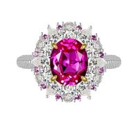 PVUVTNAHW Anello di lusso 8x10 mm con diamanti rosa ad alto tenore di carbonio in argento S925, gioiello lucido for festa di anniversario da donna(7)