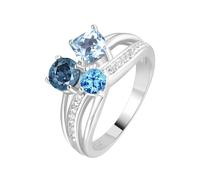 PVUVTNAHW Anello di lusso da donna in argento sterling 925 con topazio azzurro e 3 pietre, gioielleria raffinata(7)