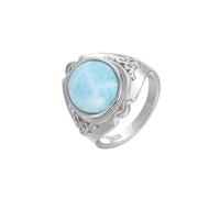 PVUVTNAHW Anello grande in argento sterling 925 con pietre preziose e larimar, design retrò, classico gioiello femminile for appuntamenti da donna(8)