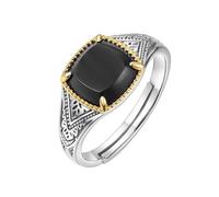 PVUVTNAHW Anello in agata nera naturale, anello in argento sterling 925 massiccio, gioielli, fedi nuziali regolabili for donne