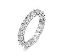 PVUVTNAHW Anello in argento sterling 925 con fila di diamanti a cerchio completo da 2,2 carati e 3 mm di moissanite, for donna. Supera il test dei diamanti.(Silver,9.5)