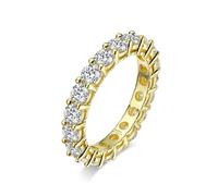 PVUVTNAHW Anello in argento sterling 925 con fila di diamanti a cerchio completo da 2,2 carati e 3 mm di moissanite, for donna. Supera il test dei diamanti.(Gold,7.5)