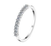 PVUVTNAHW Anello in argento sterling 925 con moissanite for donna, anello dell'eternità con diamanti di colore D, gioielli scintillanti for feste(Silver-Zircon,5)