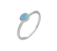 PVUVTNAHW Anello in argento sterling 925 con pietre preziose naturali rotonde in larimar for donna, design geometrico, gioielli femminili(9)