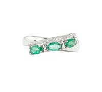 PVUVTNAHW Anello in argento sterling 925 con smeraldo verde naturale dello Zambia, gioiello con vera pietra preziosa for donna(7)