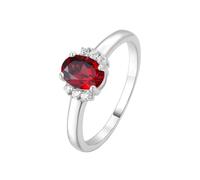 PVUVTNAHW Anello in argento sterling 925 con topazio azzurro cielo, forma ovale naturale, for donna, gioielli da festa, matrimonio quotidiano(Natural Garnet,8)