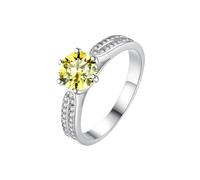 PVUVTNAHW Anello in argento sterling S925 con mosonite gialla da 1,0 ct e 2,0 ct, for gioielli da donna, for feste di anniversario(2.0ct 8MM,7.5)