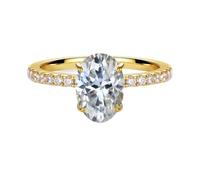 PVUVTNAHW Anello ovale con moissanite, diamante da laboratorio da 2 carati, argento S925, gioielli da donna for matrimonio e fidanzamento(Gold,8)