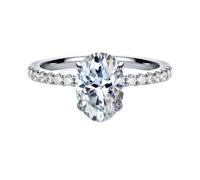 PVUVTNAHW Anello ovale con moissanite, diamante da laboratorio da 2 carati, argento S925, gioielli da donna for matrimonio e fidanzamento(Silver,9)