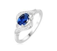 PVUVTNAHW Anello ovale in argento sterling 925 con zaffiro blu creato for donna, gioiello di fidanzamento con pietra preziosa(7)