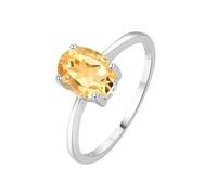 PVUVTNAHW Anello solitario con pietra portafortuna in argento sterling 925, granato, citrino, ametista, peridoto e topazio azzurro cielo da 1,45 ct(Natural Citrine,8)