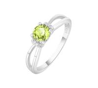 PVUVTNAHW Anello solitario in argento sterling 925 con peridoto rotondo for donna, elegante gioiello con pietra preziosa(7)