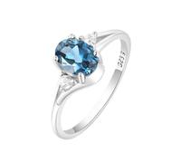 PVUVTNAHW Anello solitario ovale in argento sterling 925 con topazio blu for donna, gioiello raffinato for matrimonio(8)