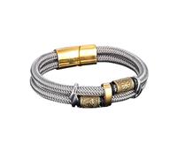 PVUVTNAHW Bracciale con amuleto e Rune con Bussola vichinga della Mitologia norrena con Ciondolo Classico da Uomo in Corda d'Acciaio(23cm,Silver)