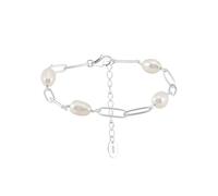 PVUVTNAHW Bracciale con Catena a graffetta in Argento Sterling 925 e Perle ovali Naturali for Donna, Gioielli da Festa(Silver_21.5cm)