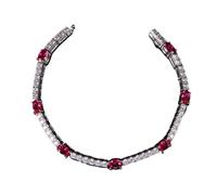 PVUVTNAHW Bracciale da Tennis in Rubino coltivato in Laboratorio, Bracciale con Pietra Portafortuna in Argento Sterling 925, Bracciale da Festa Elegante