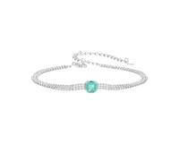 PVUVTNAHW Bracciale in Argento Sterling 925 con Fiore di Ghiaccio Blu-Verde e Perline di Base, a Catena Larga, for Donna(FNB157)