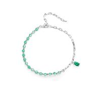 PVUVTNAHW Bracciale in Argento Sterling 925 con Perline Verdi e zircone Ovale for Donna