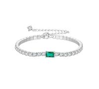 PVUVTNAHW Bracciale in Argento Sterling 925 con zirconi Verdi e Catena Larga for Donna
