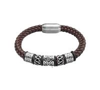 PVUVTNAHW Bracciale in Pelle Rossa caffè Nero Blu Bracciale in Acciaio Inossidabile 316L con Perline vichinghe Forte Chiusura Magnetica for Uomo(23.5cm,Coffee Viking)