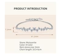 PVUVTNAHW Bracciale Moissanite in Argento Sterling 925 con Doppia Catena Regolabile for Donna(Silver_16.5-21.5cm)