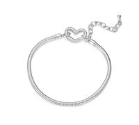 PVUVTNAHW Bracciale Regolabile in Argento Sterling 925 con Base a Forma di Cuore, con Catena a Serpente for Donna, Perline Adatte, ciondoli Fai da Te