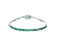 PVUVTNAHW Bracciale Tennis da Donna in Argento 925 con Catena Rock Hip Hop in zircone cubico Verde Smeraldo da 3 mm(Green_17CM)