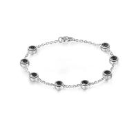 PVUVTNAHW Bracciale Tennis da Donna in Argento Sterling 925 con moissanite di Colore D da 4 mm e 0,3 ct, con Catena a Mano for Feste(Black moissanite_18cm)