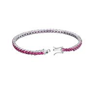 PVUVTNAHW Bracciale Tennis in Argento Sterling 925 con corindone Rosso da 2 mm, Regalo for Feste da Donna, Alta gioielleria(Red_19cm)
