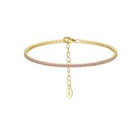 PVUVTNAHW Bracciale Tennis in Argento Sterling 925 con Montatura a castone da 1,5 mm e zirconi for Donna, Bracciale a Catena di Lusso(SB190-14K-P)