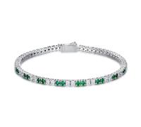 PVUVTNAHW Bracciale Tennis in Argento Sterling 925 con smeraldi, Diamanti e Pietre preziose ad Alto tenore di Carbonio, gioielleria raffinata(Green-White_15.8CM)