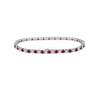 PVUVTNAHW Bracciale Tennis in Argento Sterling 925 for Donna, Catena di Lusso con zirconi cubici Trasparenti e Rubino da 3 mm(Clear-Ruby_16.5cm)