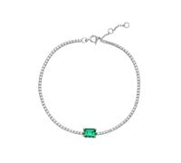 PVUVTNAHW Bracciale Tennis in Argento Sterling 925 Regolabile, 5 * 7 mm, con zirconi cubici e Smeraldo, for Donna(Emerald)