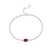PVUVTNAHW Bracciale Tennis in Argento Sterling 925 Regolabile, 5 * 7 mm, con zirconi cubici e Smeraldo, for Donna(Ruby)