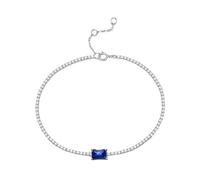 PVUVTNAHW Bracciale Tennis in Argento Sterling 925 Regolabile, 5 * 7 mm, con zirconi cubici e Smeraldo, for Donna(Sapphire)