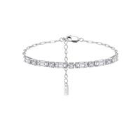 PVUVTNAHW Bracciale Tennis in Oro 14 carati, Argento Sterling 925 con zirconi cubici Taglio Smeraldo e Catena a graffetta(Silver)