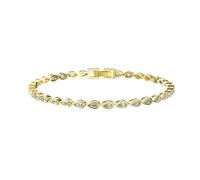 PVUVTNAHW Bracciale Tennis in Oro 14 carati, Argento Sterling 925, zirconi Taglio a Pera 2 * 4 mm, for Donna, Bracciale a Catena di Lusso.(14K Gold_18cm)