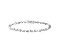 PVUVTNAHW Bracciale Tennis in Oro 14 carati, Argento Sterling 925, zirconi Taglio a Pera 2 * 4 mm, for Donna, Bracciale a Catena di Lusso.(Silver_19cm)