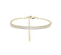 PVUVTNAHW Bracciale Tennis in Oro 14 carati con zirconi cubici Scintillanti Taglio Smeraldo da 3,5 * 1,5 mm e Catena a graffetta(14K Gold)