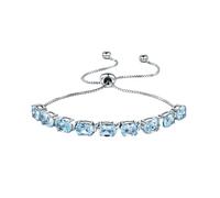 PVUVTNAHW Braccialetti Regolabili con Maglie a Catena in Argento Sterling 925 e Topazio Azzurro Cielo 9 carati, Acquamarina, for Donna