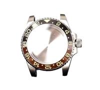 PVUVTNAHW Cassa for orologio in acciaio Gmt da 40 mm compatibile for Nh35a Nh36 compatibile for 8215 8200 movimento specchio rimontare inserto in ceramica modifica della lunetta(Black brown gold,For N