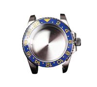 PVUVTNAHW Cassa for orologio in acciaio Gmt da 40 mm compatibile for Nh35a Nh36 compatibile for 8215 8200 movimento specchio rimontare inserto in ceramica modifica della lunetta(Blue gold,For NH35-NH3