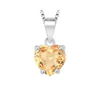 PVUVTNAHW Ciondolo a forma di cuore naturale da 1,57 ct, in citrino, topazio azzurro, granato, ametista, senza catena, in argento sterling 925.(Natural Citrine)