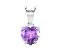 PVUVTNAHW Ciondolo a forma di cuore naturale da 1,57 ct, in citrino, topazio azzurro, granato, ametista, senza catena, in argento sterling 925.(Natural Amethyst)