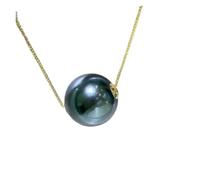 PVUVTNAHW Ciondolo con perla rotonda dorata dei Mari del Sud AAAA da 9-10 mm, in argento 925, squisito ed elegante, 18 pollici