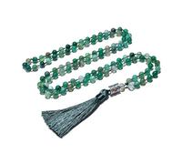 PVUVTNAHW Collana annodata Japamala con Agata Verde a Strisce da 8 mm Collana 108 Mala con Perline Meditazione Yoga Benedizione Set di Gioielli Ciondolo Tibetano(Necklace)