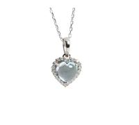 PVUVTNAHW Collana con ciondolo a forma di cuore da 45 cm in argento S925 con topazio azzurro cielo naturale, gioielleria raffinata for donna