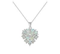PVUVTNAHW Collana con ciondolo a forma di cuore in argento sterling 925 con opale naturale etiope ovale da 3 * 5 mm e 3 ct for donna