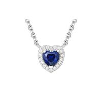 PVUVTNAHW Collana con ciondolo a forma di cuore in zaffiro blu creato in argento sterling 925, 45 cm, for donna