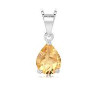 PVUVTNAHW Collana con ciondolo a forma di pera, 2 carati di topazio, citrino, granato e ametista, senza catena, in argento sterling 925, for donna(Natural Citrine)
